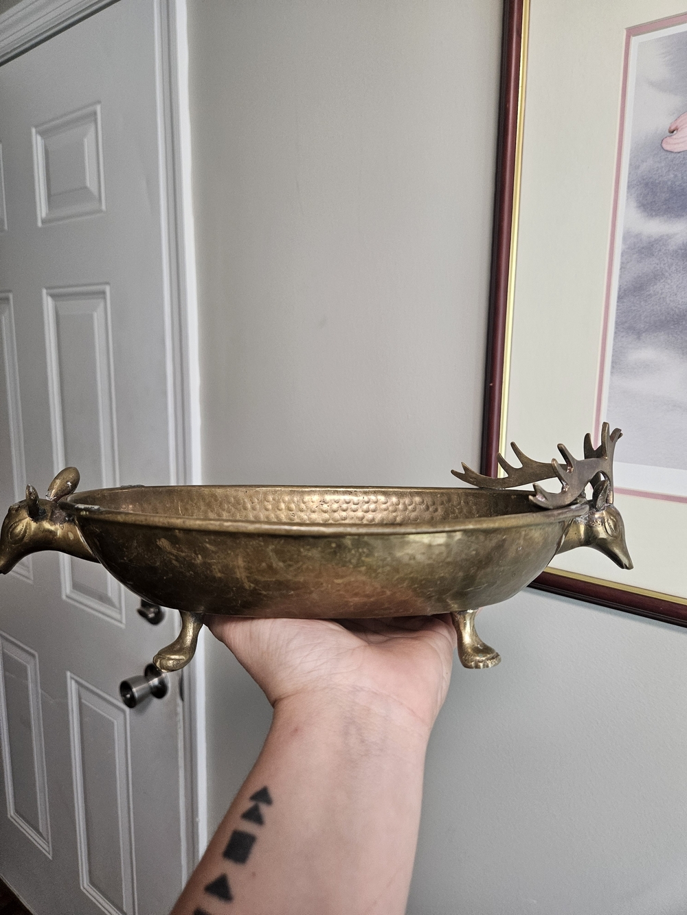 Decorative Brass Reindeer Footed Bowl - Brass